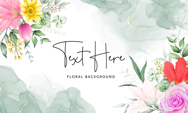 quadro floral fundo aquarela linda flor