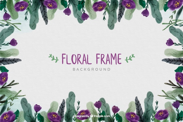 Vetor grátis quadro floral para fundo branco aquarela