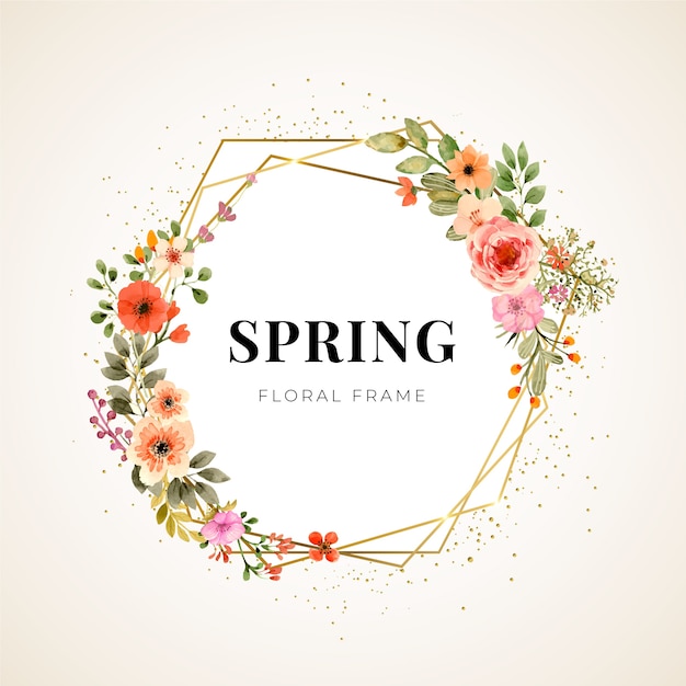 Vetor grátis quadro floral primavera aquarela