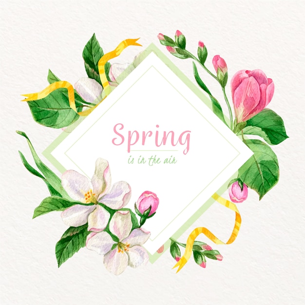 Quadro floral primavera aquarela