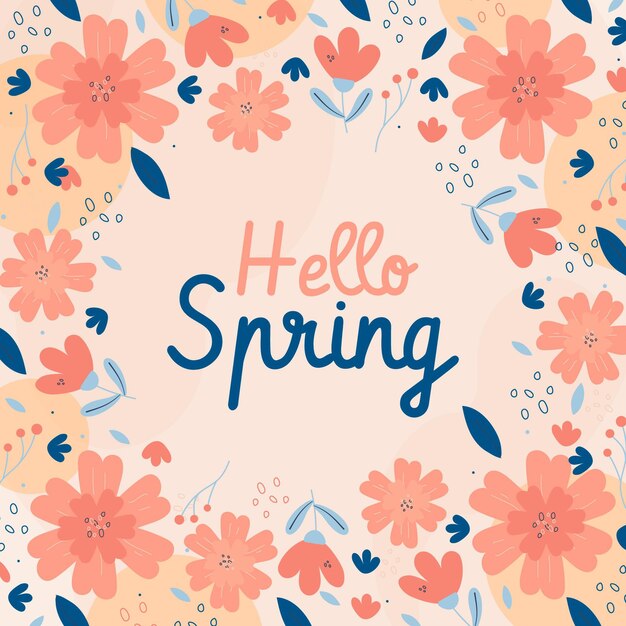 Quadro floral primavera design plano com texto