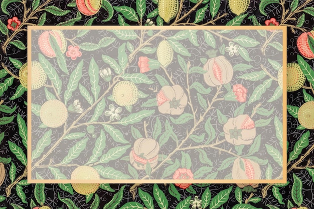 Quadro floral vetor padrão william morris vintage