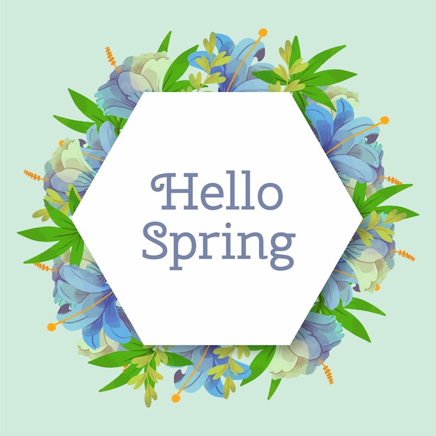 Quadro hexagonal floral primavera aquarela