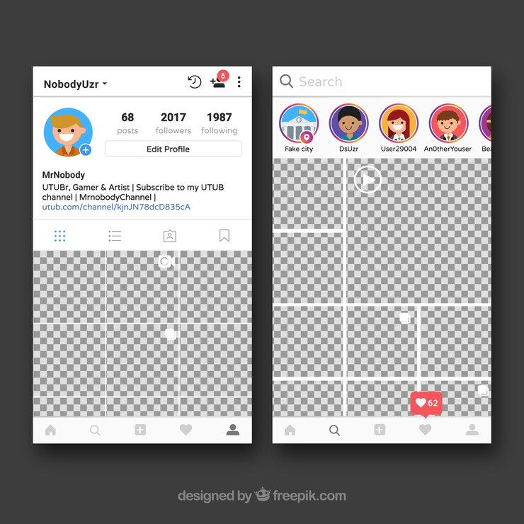 Vetor grátis quadro instagram com perfil