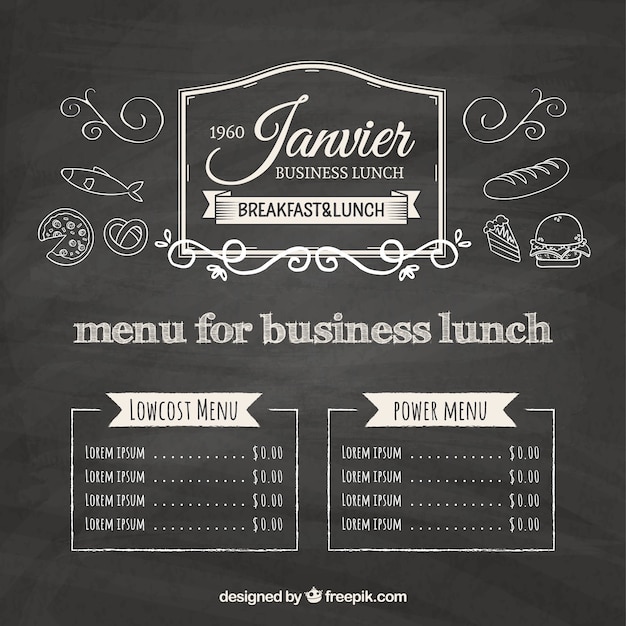 Vetor grátis quadro menu para o fundo almoço de negócios