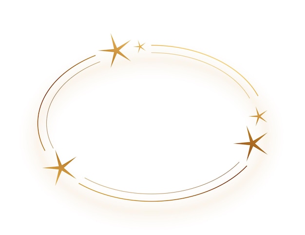 Vetor grátis quadro oval decorativo dourado estrelado com espaço em branco