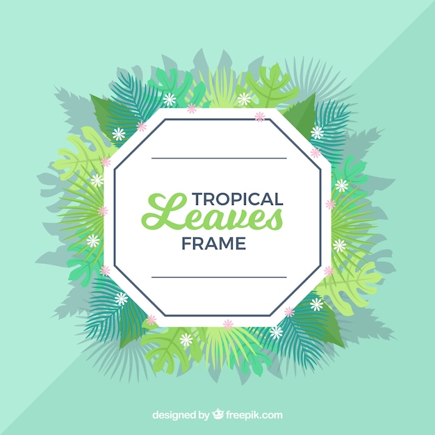 Quadro tropical com folhas e vegetação