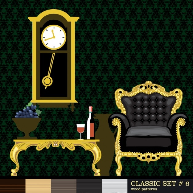 Vetor grátis quarto com ornamentos de ouro