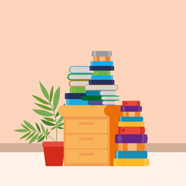 Quarto de estudo em casa com livros