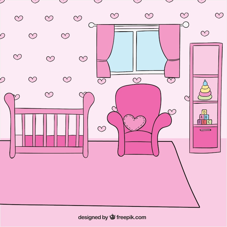 Vetor grátis quarto lindo bebê em rosa