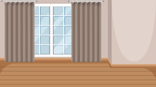 Vetor grátis quarto vazio com janela e piso de parquet de madeira