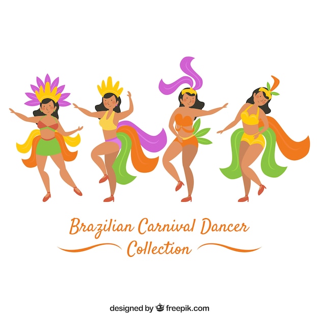 Quatro bailarinas de carnaval brasileiras