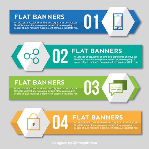 Vetor grátis quatro bandeiras fixas para infográfico