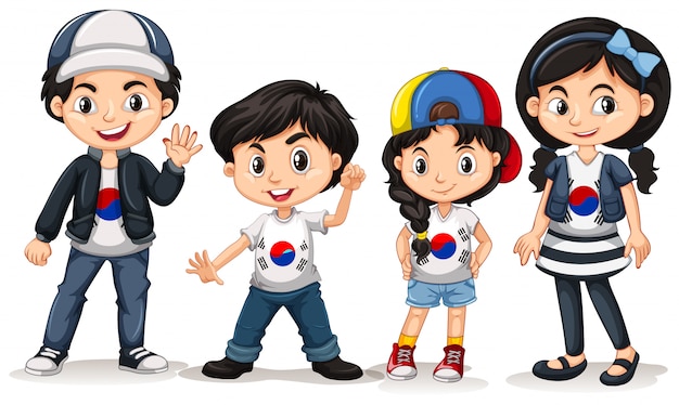 Quatro crianças da coreia do sul