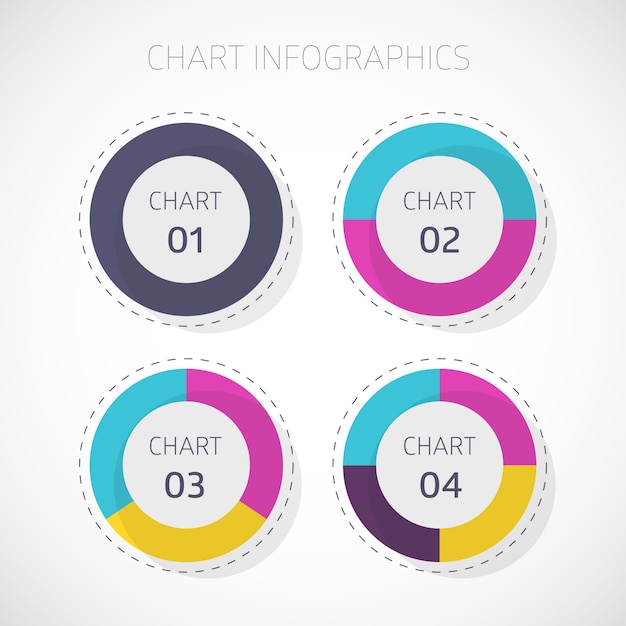 Vetor grátis quatro infográficos gráfico