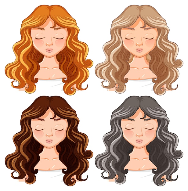 Vetor grátis quatro mulheres com diferentes tinturas de cabelo
