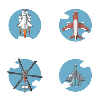 Quatro tipos de ilustração de transporte aéreo