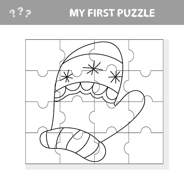 Quebra-cabeça para crianças luva em estilo cartoon meu primeiro quebra-cabeça Vetor Premium