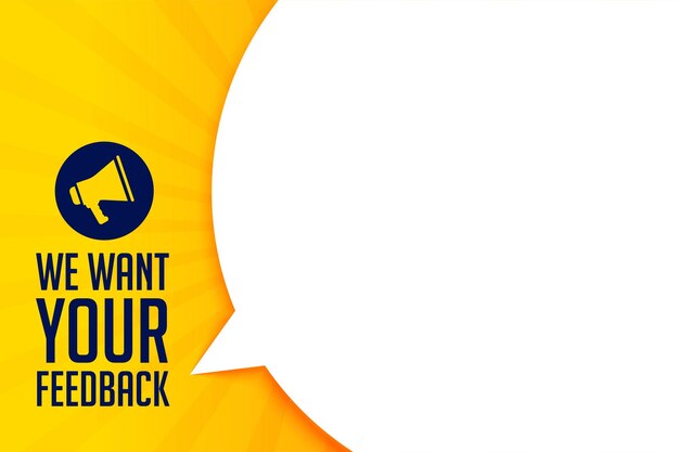 Queremos sua mensagem de feedback com megafone