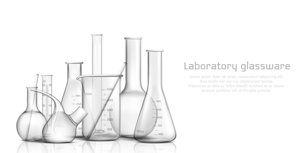 Química, coleção de vidro de laboratório de ciências biológicas