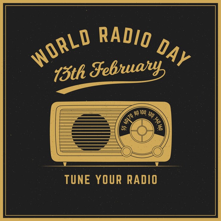 Vetor grátis rádio mundial dia fundo do vintage