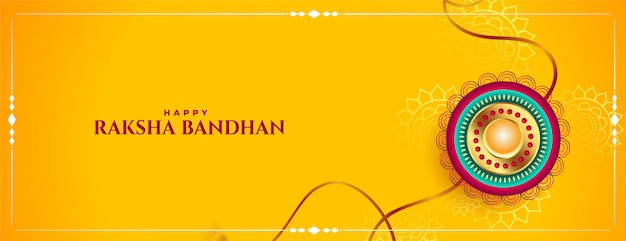 Vetor grátis raksha bandhan festival banner amarelo tradicionais