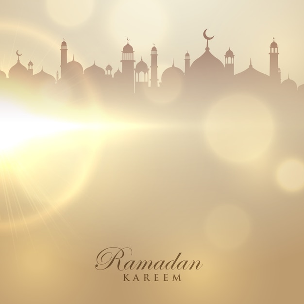Ramadan, kareem, cartão, mesquita, silueta