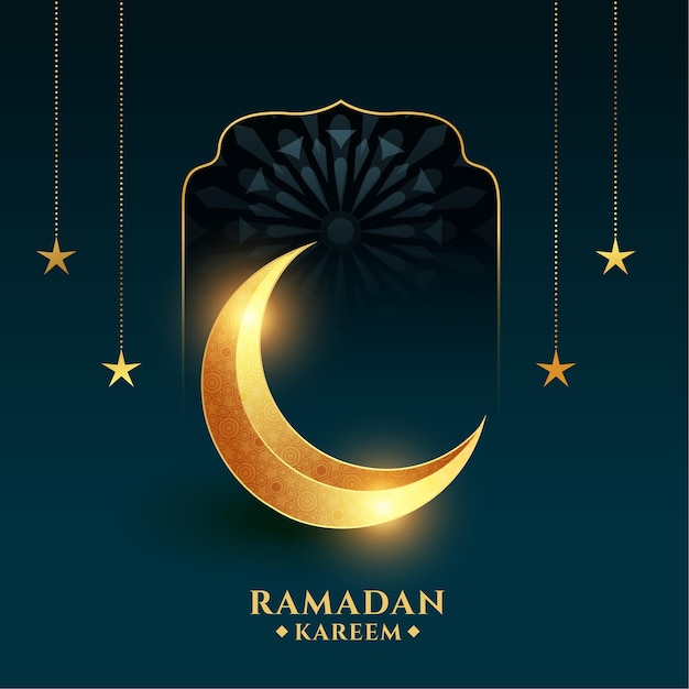 Ramadan kareem com lua crescente dourada