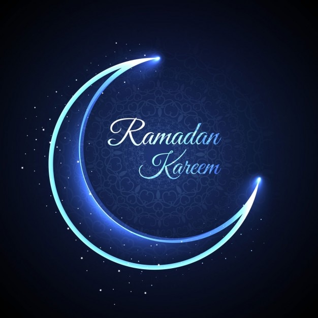 Vetor grátis ramadan kareem fundo azul brilhante