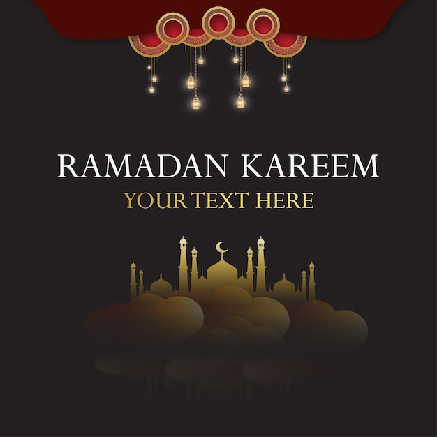 Ramadan Kareem fundo dourado preto banner de mídia social islâmica Vetor grátis