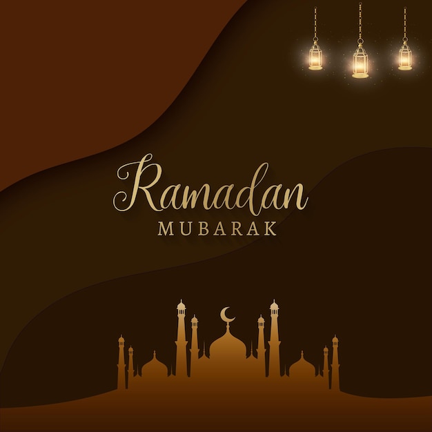 Vetor grátis ramadan kareem fundo marrom escuro banner de mídia social islâmica