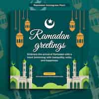 Vetor grátis ramadan kareem greeting post banner ilustração design template