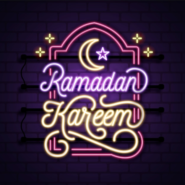 Ramadan lettering sinal de néon