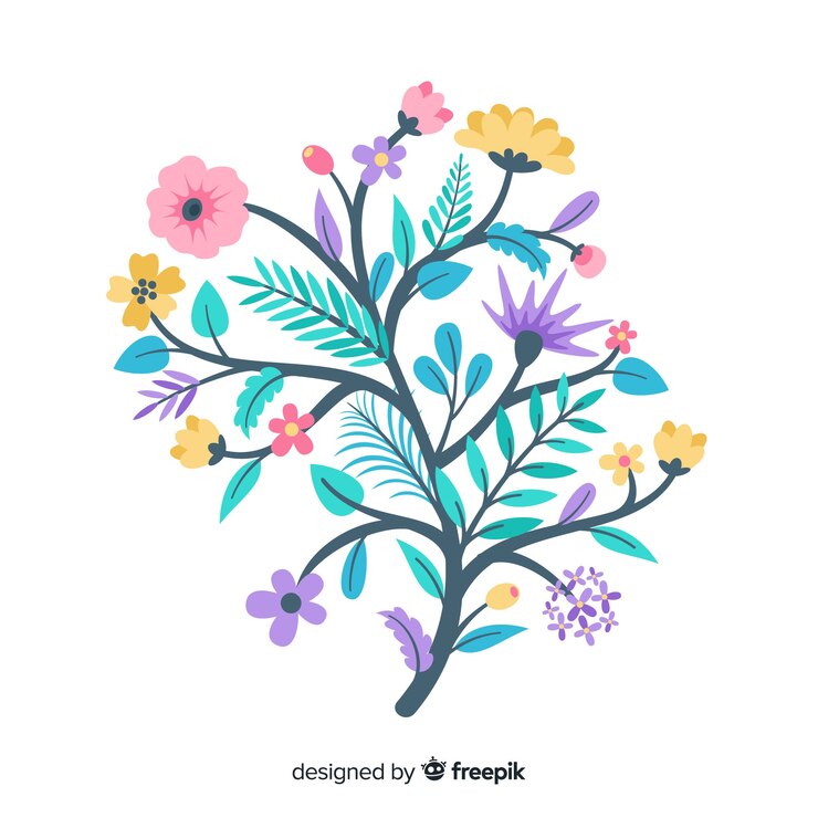 Vetor grátis ramo floral colorido ilustrado