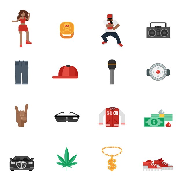 Rap Music Flat Icons