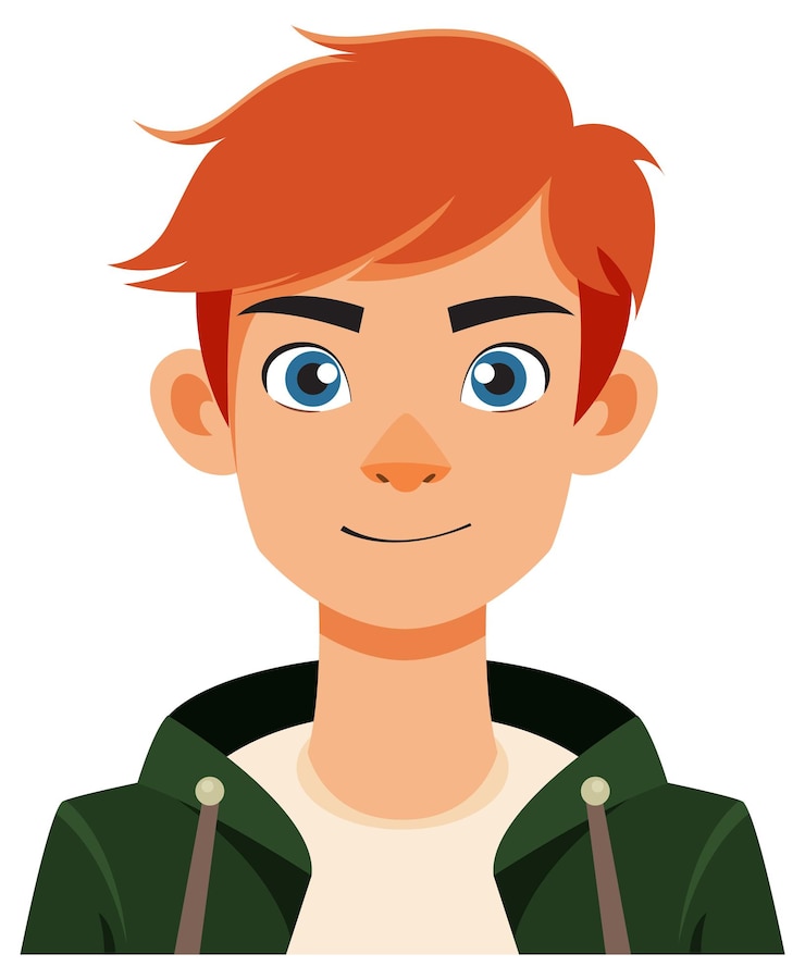 Vetor grátis rapaz de desenho animado ruivo sorridente
