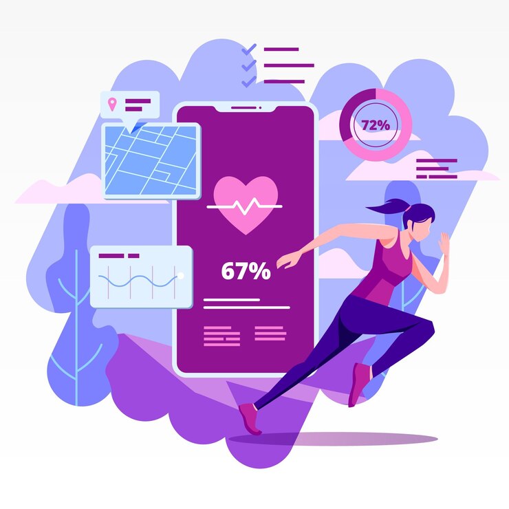 Vetor grátis rastreadores de fitness em design plano