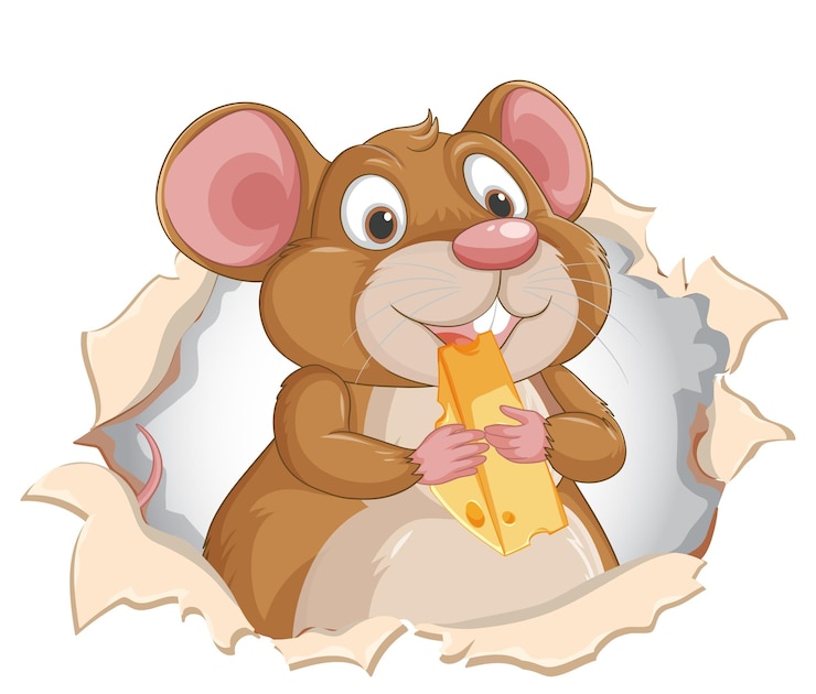 Vetor grátis rato alegre com ilustração de queijo