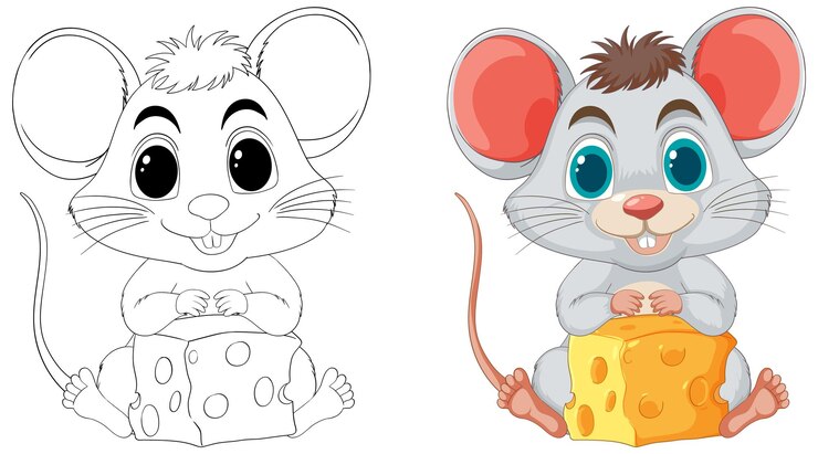Vetor grátis ratos de desenho animado alegres com queijo