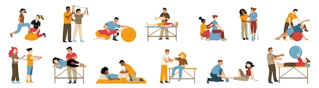 Vetor grátis reabilitação de massagem de tratamento de fisioterapia