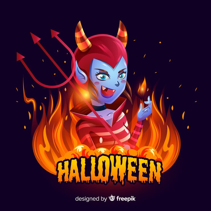 Vetor grátis realista bonito halloween satanás
