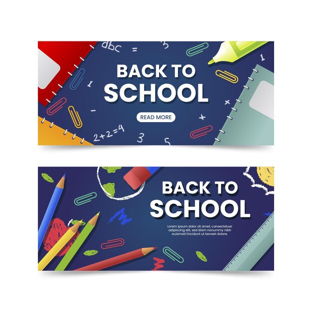 Realista de volta à coleção de banners de escola