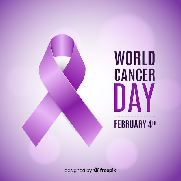 Realistic ribbon world cancer day background