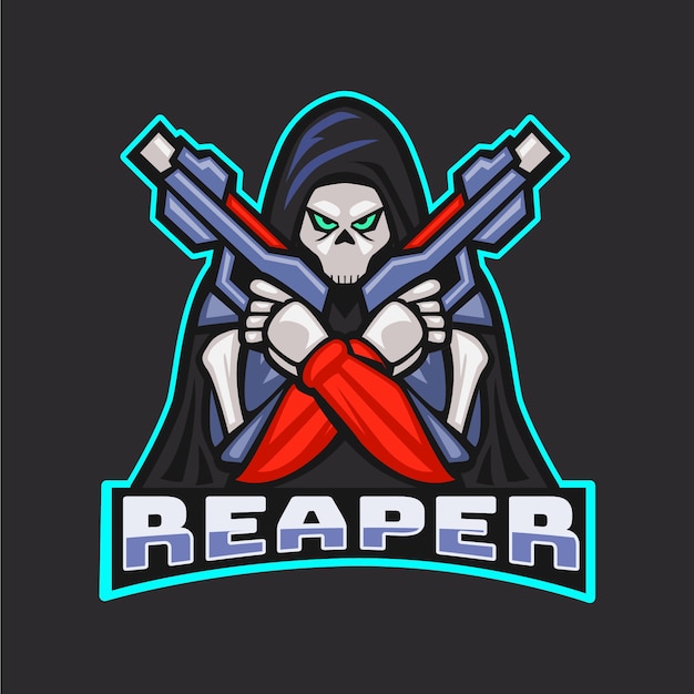 Vetor grátis reaper futurista com modelo de logotipo de armas