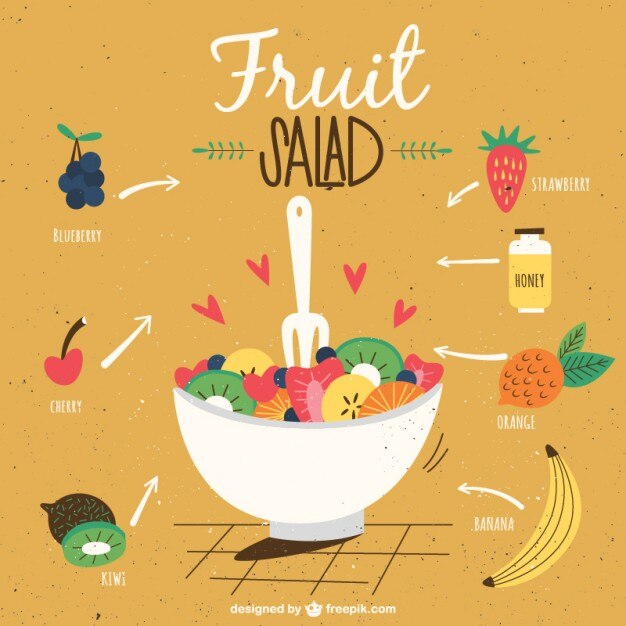 Vetor grátis receita de salada de frutas