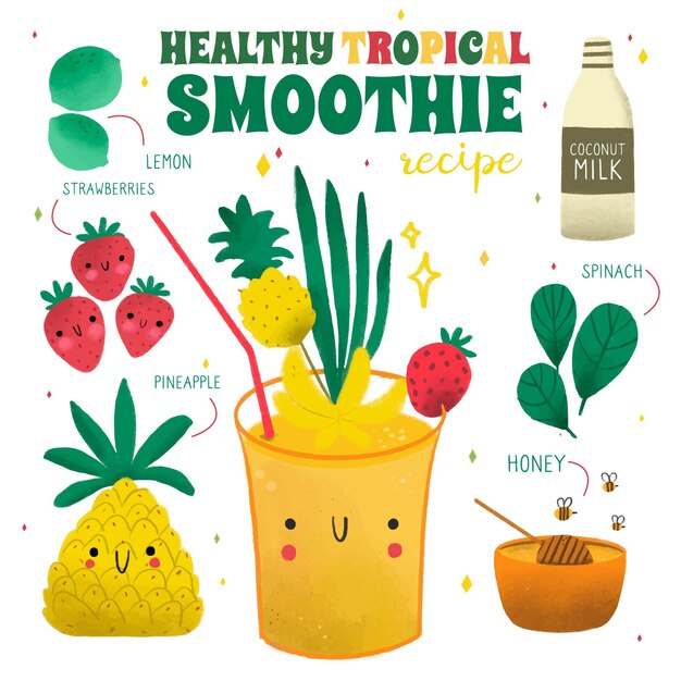 Receita saudável de smoothie de frutas tropicais