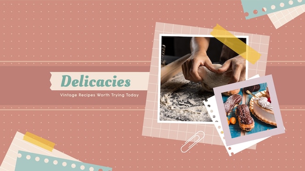 Vetor grátis receitas vintage arte do canal do youtube