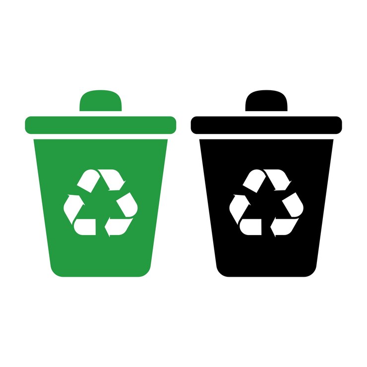 Vetor grátis reciclar latas de lixo pretas e verdes