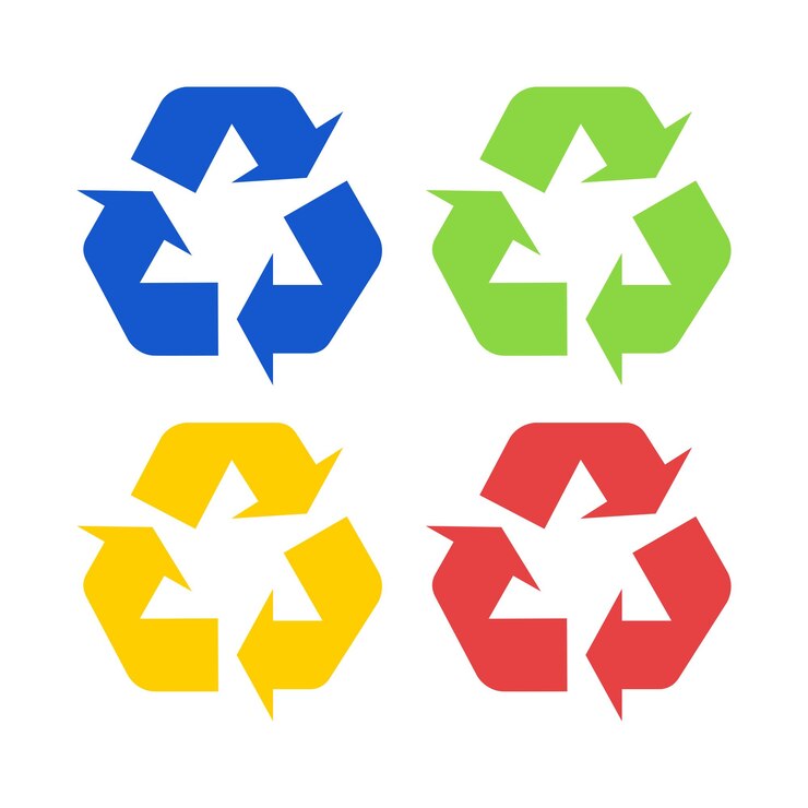 Vetor grátis reciclar sinais de estilo sólido conjunto de cores múltiplas