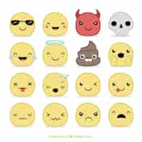 Vetor grátis recolha de mão desenhada smileys